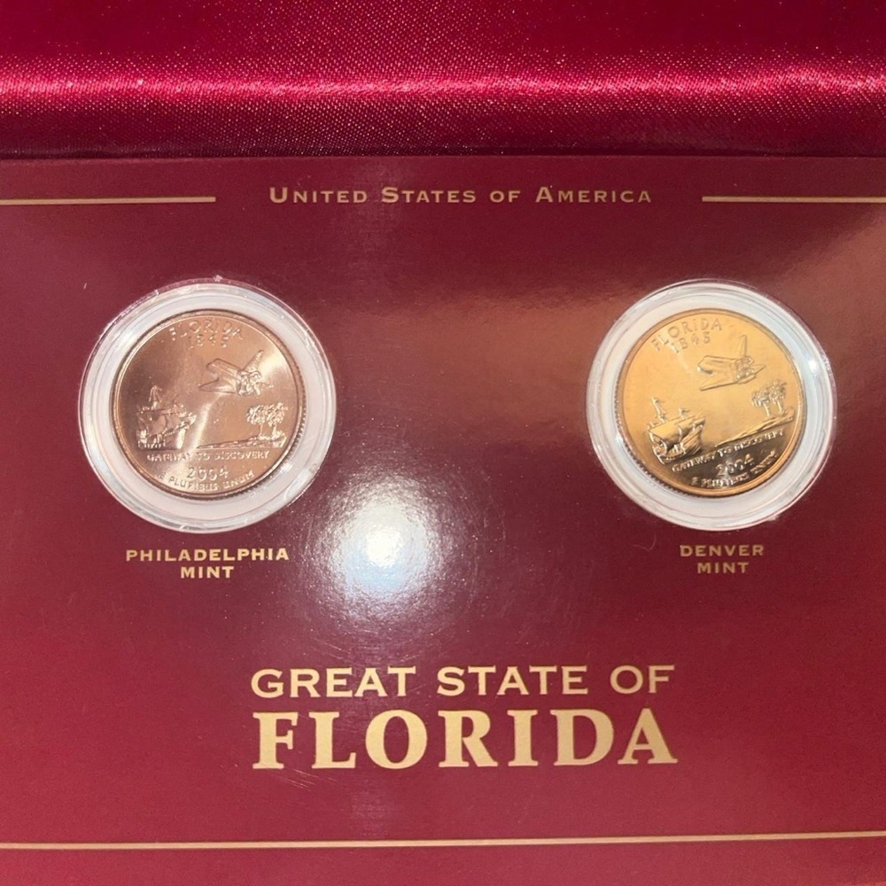 Florida State Coin Set in Maroon Case​​​ - Picture 2 of 3